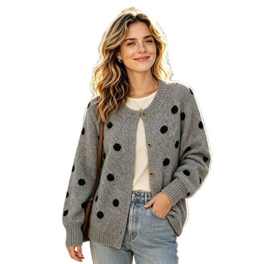 Polka dot round neck sweater
