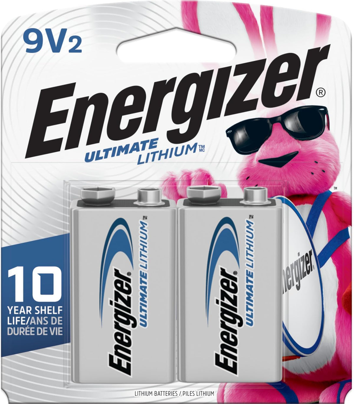 Ultimate Lithium 9V Batteries (2 Pack), 9 Volt Lithium Batteries