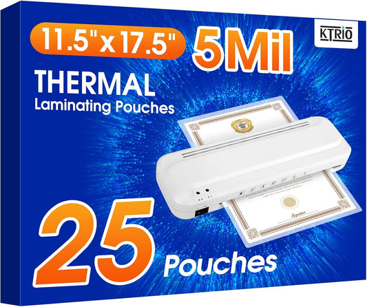 25 Pack Laminating Sheets 5 Mil, Laminating Pouches for 11X17 Paper