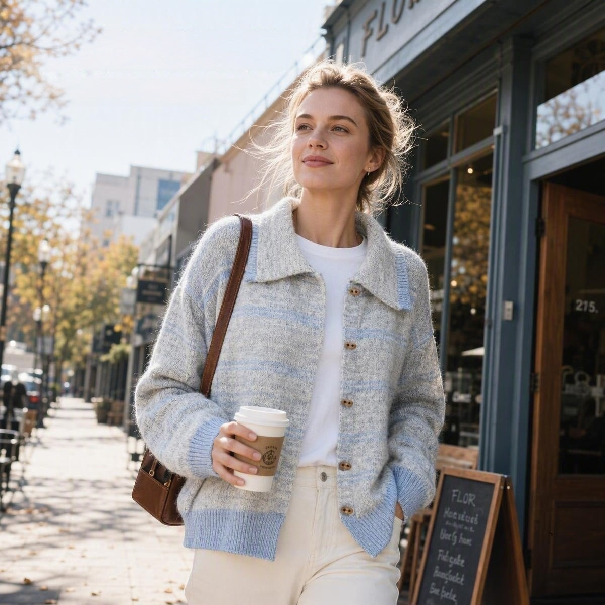 Collar striped sweater