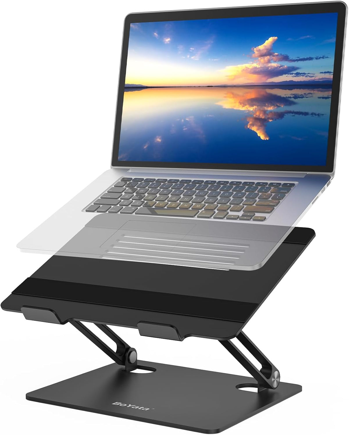Laptop Stand, Adjustable Metal Desktop Riser, up to 15 Inches, Black