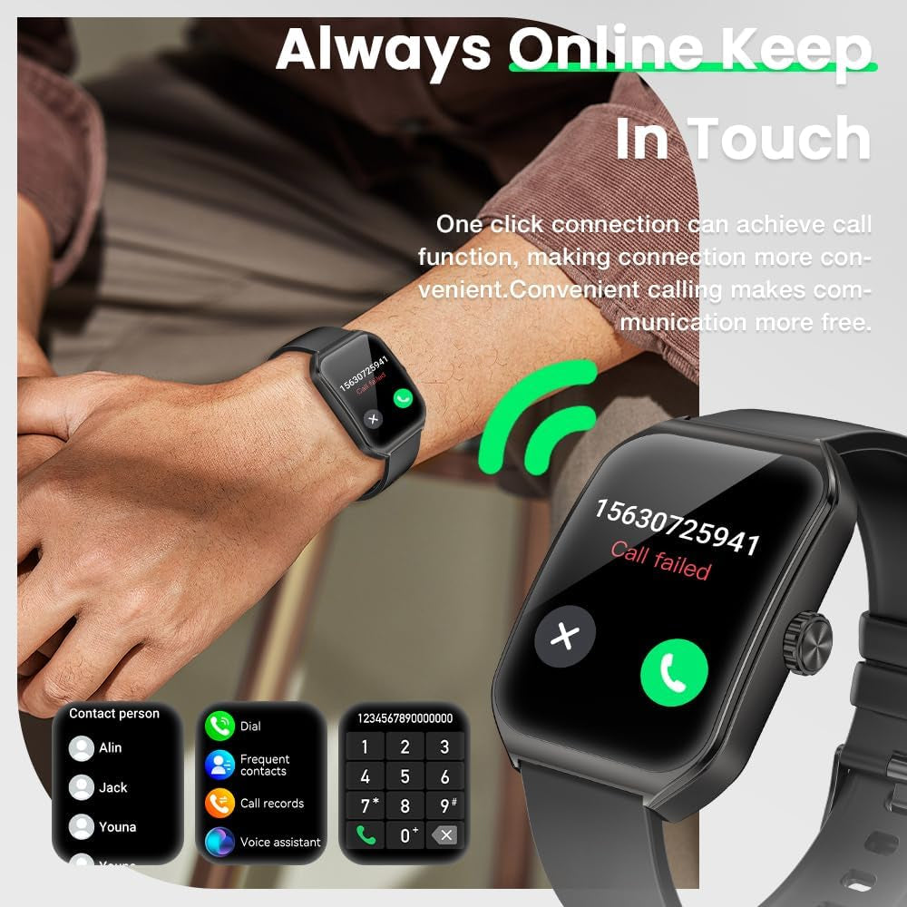 1.83" Smart Watch 3D Curved Glass IP67 Waterproof Fitness Tracker