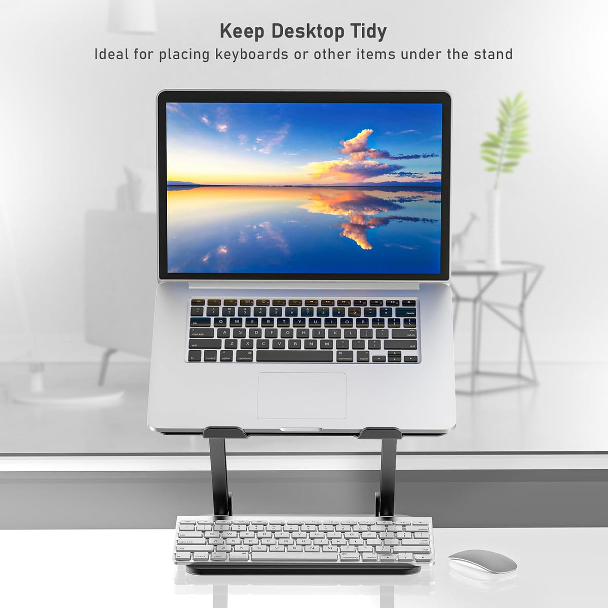 Laptop Stand, Adjustable Metal Desktop Riser, up to 15 Inches, Black
